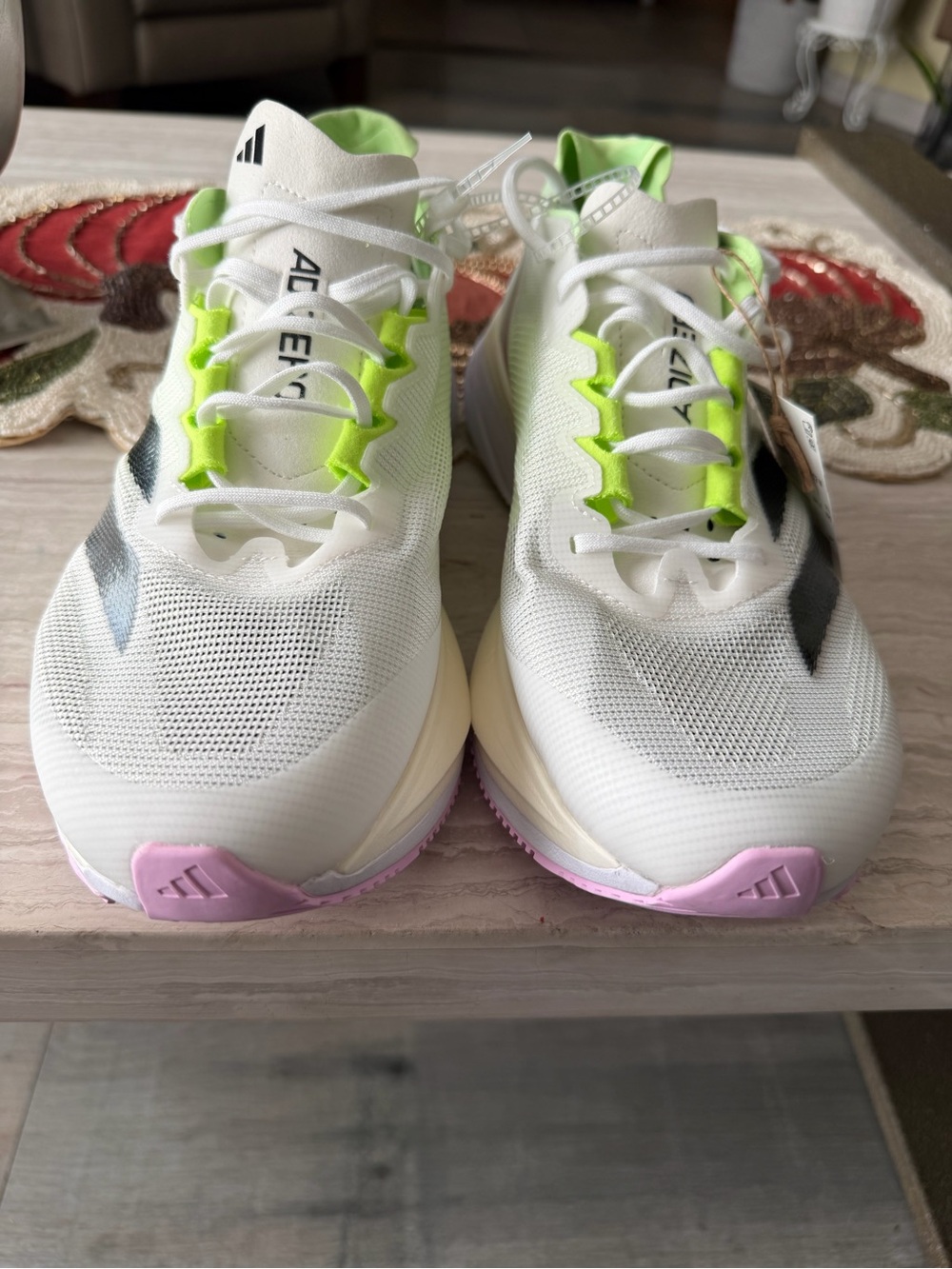 NWT adidas Adizero Boston 12 Men’s 10 Road Running Shoes White Spark Lime IG3321